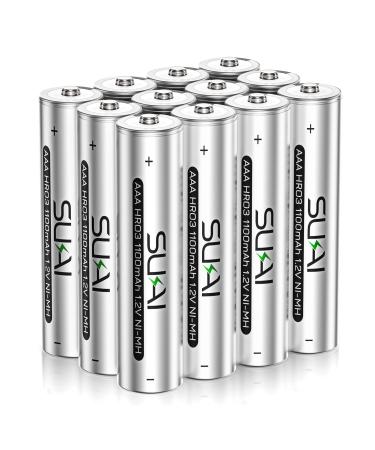 SUKAI AAA Rechargeable Batteries 12 Pack 1100mAh 1.2V High-Capacity Ni-MH Rechargeable AAA Batteries with Low Self Discharge & Pre-Charged 12 counts