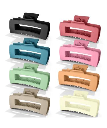 8 pieces large hair clip rectangular for women long curly hair 10cm plastic claw clips for thick slide bright colors 8 colors.square color