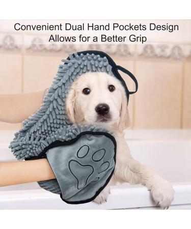YSQEVN Extra Absorbent Pet Bath Towel - Chenille Microfiber Towel with Hand Pockets for Dogs & Cats | International Shipping Available - Buy Online on GoSupps.com