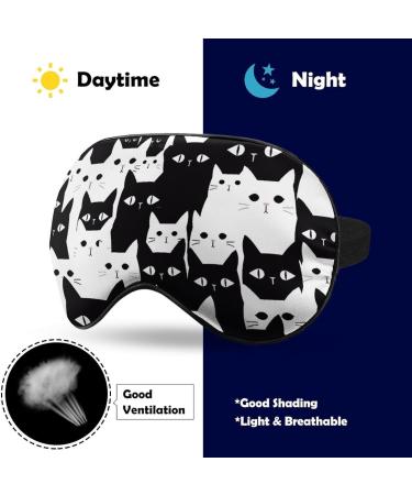 LynaRei Cute Black White Cats Sleep Mask - Elastic Eye Mask for Full Night's Sleep, Travel, and Nap - Buy Online on GoSupps.com