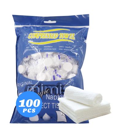 Mini Compressed Towel, Disposable Face Compressed Towels, Soft Compressed Hand Wipe, Portable Compressed Coin Tissue for Travel/Home/Outdoor Activities (100 Pieces) (#1) 100 Count (Pack of 1)