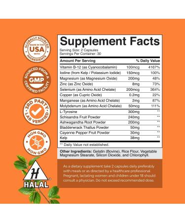 Bundle of Hair Skin and Nails Gummies for Women - Extra Strength Biotin & Collagen and Herbal Thyroid Support - Potent Kelp Iodine Supplement with L Tyrosine Bladderwrack Selenium & Pure Ashwagandha - Buy Online on GoSupps.com