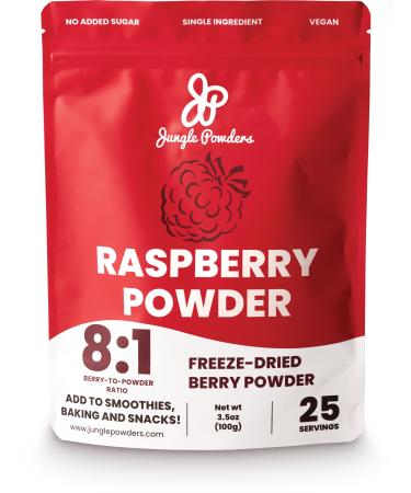 Jungle Powders Raspberry Powder 3.5oz, Powdered Unsweetened Freeze Dried Raspberries, Additive, Filler, and GMO Free Red Superfood Extract for Baking 3.5 Ounce (Pack of 1)