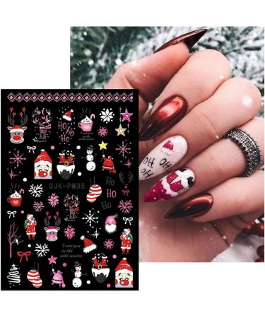 JMEOWIO 10 Sheets Christmas Pink Nail Art Stickers Decals Self-Adhesive Snowflake Winter Holiday Cute Snowman Nail Supplies Nail Art Design Decoration Accessories - Buy Online on GoSupps.com