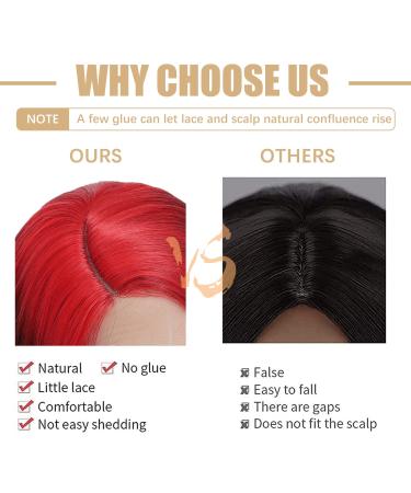 Ombre Red Root Highlight Side Part Wig | Skunk Stripe Long Wavy Synthetic Hair | Body Wave Lace Front Wig for Black Women (RS200D/1B) - Buy Online on GoSupps.com