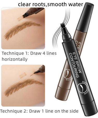 Magical Precise Waterproof Natural Microblading Eyebrow pen with 4 Fork Tip Pencil Natural Looking Brows Effortlessly and Stays on All Day-Dark brown - Buy Online on GoSupps.com