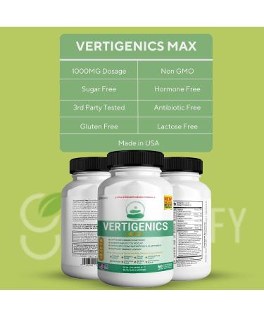 Vertigenics Max Brain & Focus Support Supplement Extra Strength Neuro Formula with Vitamins Minerals & Herbal Blend Supports Clarity Alertness & Energy 60 Capsules (1) - Buy Online on GoSupps.com