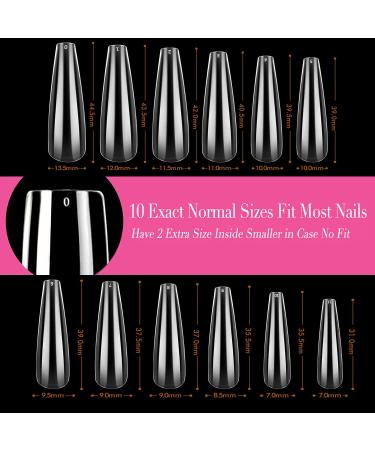 UNA GELLA Extra Long Coffin Nails Tips - 216pcs XXL Full Cover Press On Nails for Nail Extension DIY - Clear False Acrylic Nails with Case - Buy Online on GoSupps.com