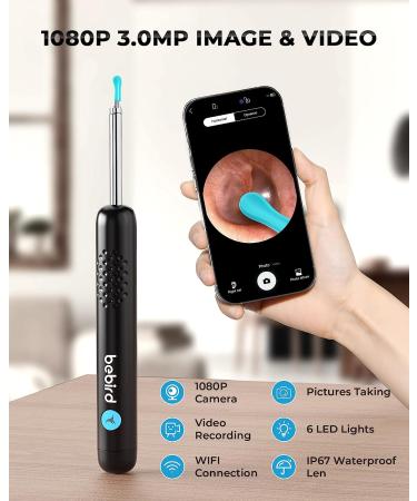 Wireless Ear Wax Removal Tool Camera - R1 Upgraded with 1080P HD Waterproof Ear Camera for iPhone & Android - Black - Buy Online on GoSupps.com