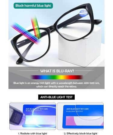 Koosufa Women's Large Cateye Anti-Blue Light Reading Glasses - Horn-Rimmed Anti-Tired 0.0 to 4.0 Strength Options - Stylish & Comfortable Eyewear for Fashionable Cat Lovers - Buy Online on GoSupps.com