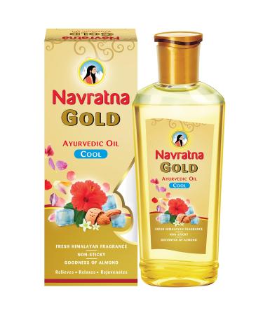 Navratna Gold Ayurvedic Hair Oil | with 24K Gold & 9 Ayurvedic Herbs | Lightweight Non-Greasy & Fast-Absorbing | Relaxing Head Massage Oil | Deeply Nourishes Hair | 16.91 Fl Oz (500ml)