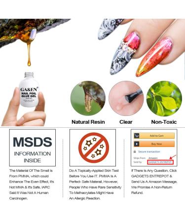 Nail Foil Glue Gel 15ml x 2 Bottles - Strong Adhesion for Art Stickers, Soak Off LED Lamp Required - DIY Manicure with Gift Box - Buy Online on GoSupps.com