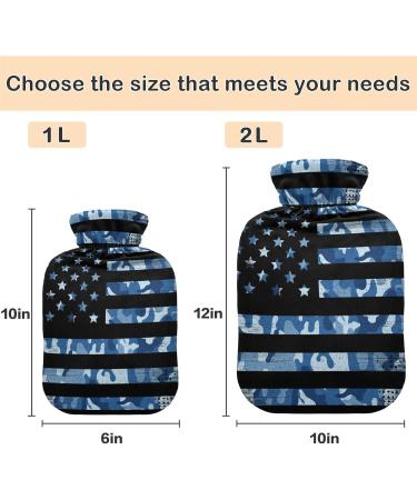 Naanle Vintage Camouflage American Flag Hot Water Bottle - 1L Transparent Heating Pad for Bed Hand & Feet Warmer | Pain Relief & Cold Therapy - Buy Online on GoSupps.com