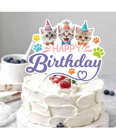 Cat Cake Topper Birthday Topper for Cat Party Decorations Happy Birthday Cake Topper Decoration for Pet Kitten Kitty Birthday Party Decorations 5 inch Colorful Cake Topper - Buy Online on GoSupps.com