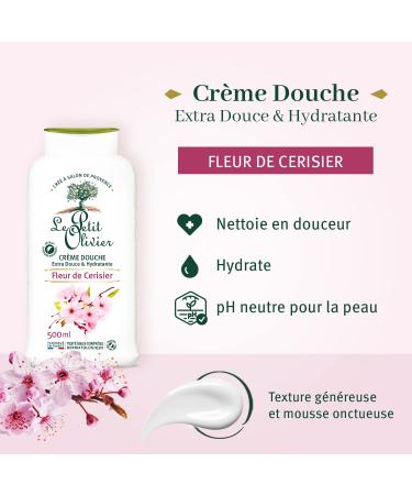 Le Petit Olivier Cherry Blossom Shower Cream 16.9 oz | Moisturizing Body Cream for Sensitive Skin | Natural Ingredients Glycerin & pH Neutral | Soap-Free & Dye-Free - Buy Online on GoSupps.com