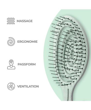 Ninabella Bio Hairbrush for All: Detangling Brush for Curls & Long Hair - Mint Green - Ideal for Men Women & Kids - Buy Online on GoSupps.com