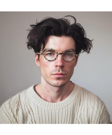 Stylish London Mole Reading Glasses - Unisex Round Design with Spring Hinges - Cool Gray Tortoise 3.0x Magnification - Buy Online on GoSupps.com