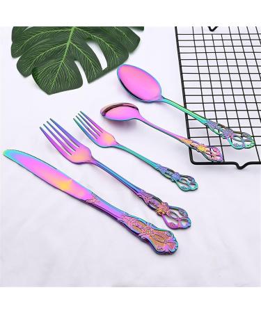 Flatware Sets 6Pcs Silver Royal Luxury Tableware Cutlery Set Stainless Steel Gold Dinnerware Kitchen Ice Spoon Dinner Knife Fork Flatware Set (Color : Silver) - Buy Online on GoSupps.com