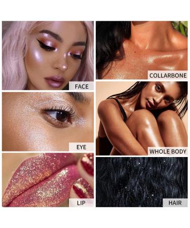 Shimmer Highlighter Powder Stick | Body Glitter Contour Blush Makeup | Face, Body, Lips, Eyes | 01 02 03 - Buy Online on GoSupps.com