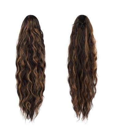 Shop Fine Long Braid Ponytail Hair Extensions - Wavy Curly Synthetic Clips in Black Brown & Blonde - 65cm for Women - Buy Online on GoSupps.com