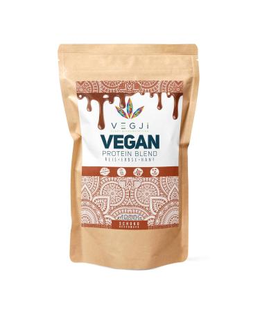 Vegji vegan protein blend 1000g |Peas rice & hemp protein |High protein content |Natural ingredients |Sweetened with stevia extract (chocolate) chocolate 1 kg (1 Pack)
