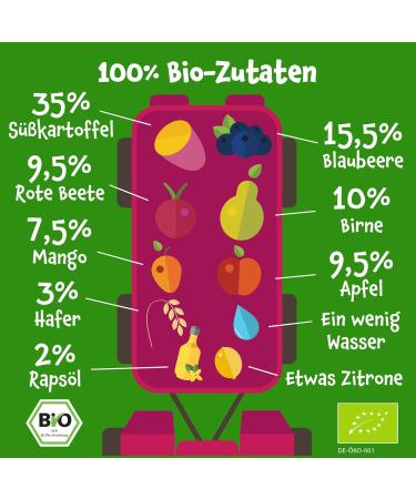 Pumpkin Organics Bio Vegetable Cereal Quets - 8 Pack Baby Food (Sweet Potato Blueberry Pear Beetroot Oats) - No Added Sugar Vegetarian 6+ Months - 100g Each - Buy Online on GoSupps.com