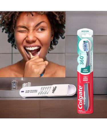 Soft Toothbrush Set with Tongue & Cheek Cleaner - Ergonomic Handle Family Value Pack of 4 for Superior Oral Care - International Shipping Available - Buy Online on GoSupps.com