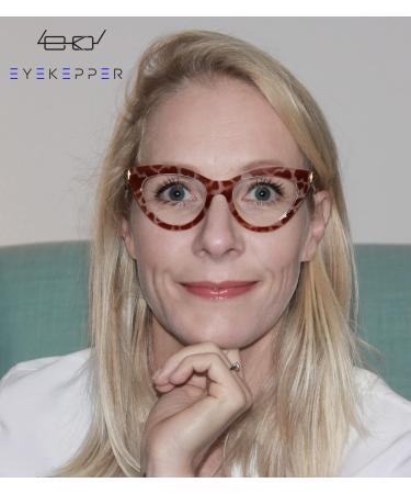 Eyekeper Cat Eye Reading Glasses for Women - Stylish Black 2.50 Reading Aid with Large Square Design & Spring Hinges - Buy Online on GoSupps.com