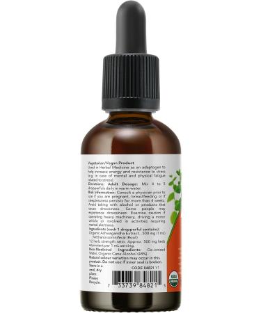 NOW Supplements Organic Ashwagandha Liquid Extract 59mL - Buy Online on GoSupps.com