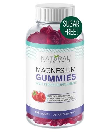 Sugar Free Magnesium Gummies - Calming Anti-Stress Gummies  Magnesium Supplement for Kids and Adults  Relaxation  Sleep  Vegan  Gelatin-Free  Gluten-Free  Non-GMO  Natural Raspberry Flavor  60 Gummies 60 Count (Pack of 1...
