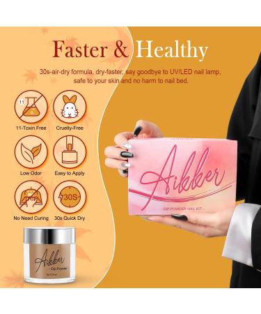 Aikker 20 Fall Colors Dip Powder Nail Kit 27 Pcs Set | Glitter Gold Dark Purple Red | Base Top Coat Activator Tools | Salon Manicure Gift | AK38 - Buy Online on GoSupps.com