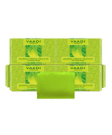 Vaadi Herbals Alluring Neem Tulsi Soap with Vitamin E and Tea Tree Oil  75g x 6