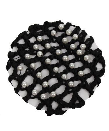 JUSTFOX - Bun net hair net bun hairstyle aid fabric knot net black with pearls