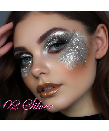 Buy DAGEDA Silver Body Glitter - 100ml Chunky Rave & Festival Accessories | Holographic Face & Hair Glitter for Mermaid Makeup - Buy Online on GoSupps.com