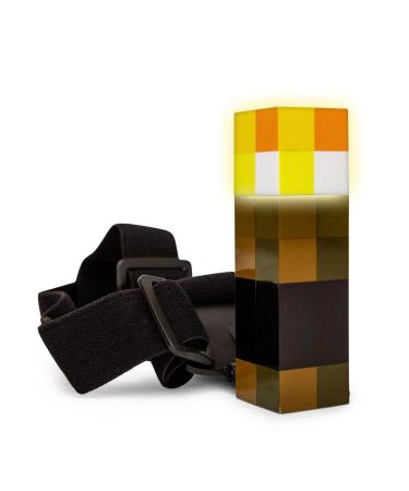 Minecraft Brownstone Torch Headlamp Light With Adjustable Headband | Battery-Powered Head Flashlight Crg19y4