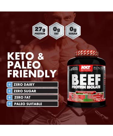 NXT Nutrition Beef Protein Isolate Powder 1.8kg - Watermelon & Strawberry Flavor | High Natural Amino Acids, Paleo Keto Friendly, Dairy & Gluten Free - Buy Online on GoSupps.com