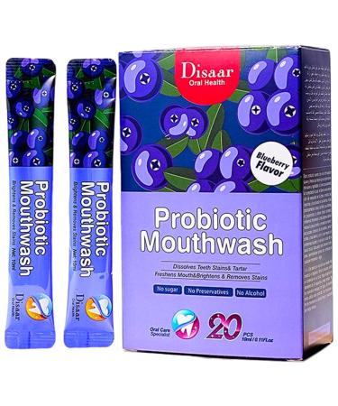 Probiotic Mouthwash Removes Tooth Stains Soft Cool Mouth Feeling Protect Clean Deodorant Teeth 0.11fl.oz X 20pcs (Blueberry - Dissolve Teeth Stains & Freshens Mouth)