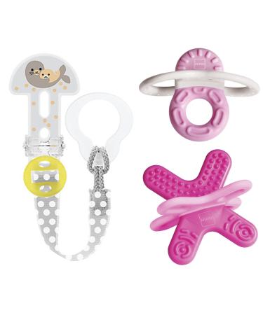 MAM Set - Bite & Relax Phase 1 & 2 plus pacifier clip Clip-it! - Girl/Girl