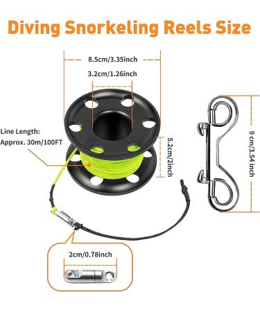 Pluzluce 5FT/6FT Diving Surface Marker Buoy (SMB) with Aluminum Big Finger Spool Reel - Yellow SMB for Scuba Diving & Snorkeling - Buy Online on GoSupps.com