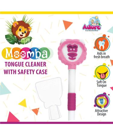 Adore Moomba Tongue Cleaner + Safety Case for Child Oral Care - Multicolour (Pack of 5) - Buy Online on GoSupps.com