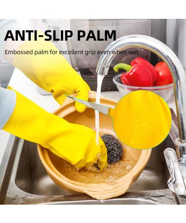 Vgo Reusable Long Sleeve Household Cleaning Gloves - Yellow (Small, 1 Pair) | Extra Thickness for Kitchen, Working, Painting, Gardening, and Pet Care - Buy Online on GoSupps.com