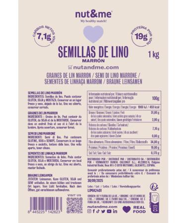 Brown flax seeds 5 kg nut&me | Natural superfood | No preservatives or additives | Source of protein | High in fiber | Pack 5 x 1 kg - Buy Online on GoSupps.com