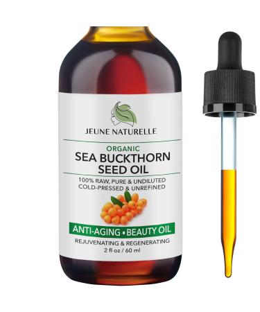 Sea Buckthorn Oil Organic - 100% Pure RAW Cold Pressed Undiluted Sea Buckthorn Seed Oil - For Acne Eczema Wrinkle Repair Dark Spots Scars Rosacea - Anti Aging Beauty Oil, 2oz