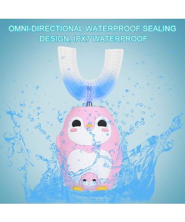 U-Shaped Children's Electric Toothbrush - Soft Pebble Brush Head Cartoon Design Toddler Friendly Includes Mousse 60ml - Pink - Buy Online on GoSupps.com