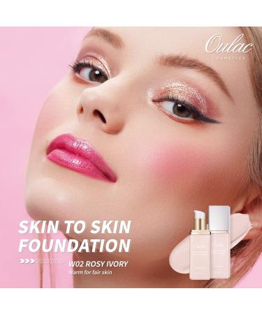Oulac Clean Foundation Makeup - Water-resistant, Long-lasting, Vegan Formula - Rosy Ivory (02) 30ml - Buy Online on GoSupps.com