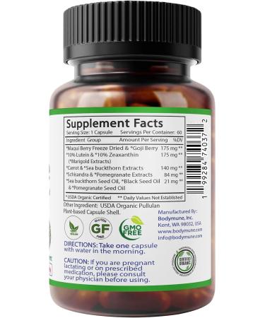 Advanced EyeCare | USDA Organic Eye Health Supplement with Lutein & Zeaxanthin | Maqui Goji & Sea Buckthorn Extracts | 60-Day Supply | Vegan Non-GMO Made in USA 60 Count (Pack of 1) - Buy Online on GoSupps.com