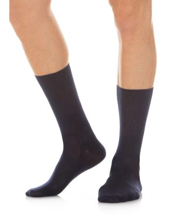 RELAXSAN 560 Diabetic Crew Socks for Men Women Seamless Socks Non Binding for Sensitive Feet Cotton and Crabyon 2 Blue
