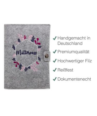 Cozy Racoon Mutterpass Cover - Pink Felt Hexagon | Made in Germany | Personalized Gift for Pregnant Mothers | Includes Pockets for Insurance Card & Ultrasound Images - Buy Online on GoSupps.com