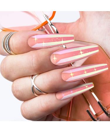 240 Extra Long Aurora Pattern Ballerina Coffin False Nails - Solid Color Full Cover Fake Nails for DIY Nail Salon - Buy Online on GoSupps.com