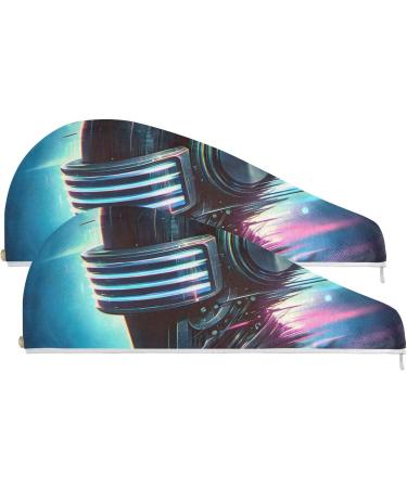 Black Head Helmets Blurred Art Hair Towel 2 Pack - Super Absorbent Quick Dry Turbans for Women & Girls - Buy Online on GoSupps.com